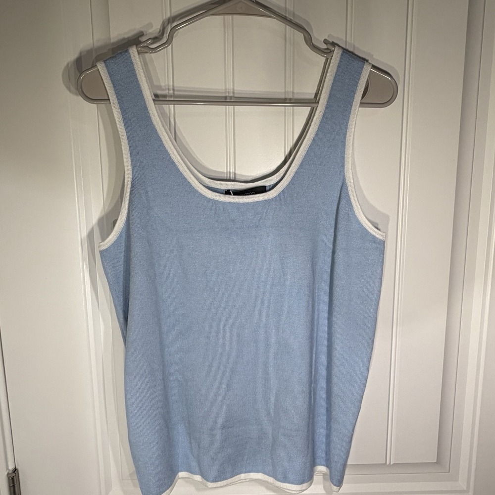 Dokotoo Blue Knit Tank Top Contrast Trim‎ Sleeveless Sweater Top XL